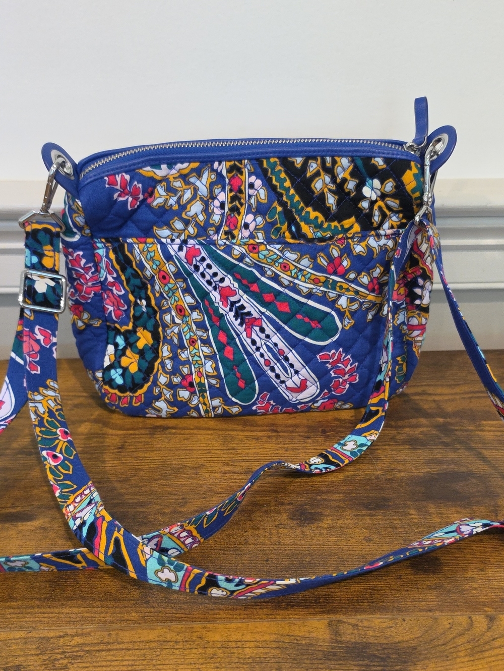 Vera Bradley Navy Paisley Quilted Crossbody Bag